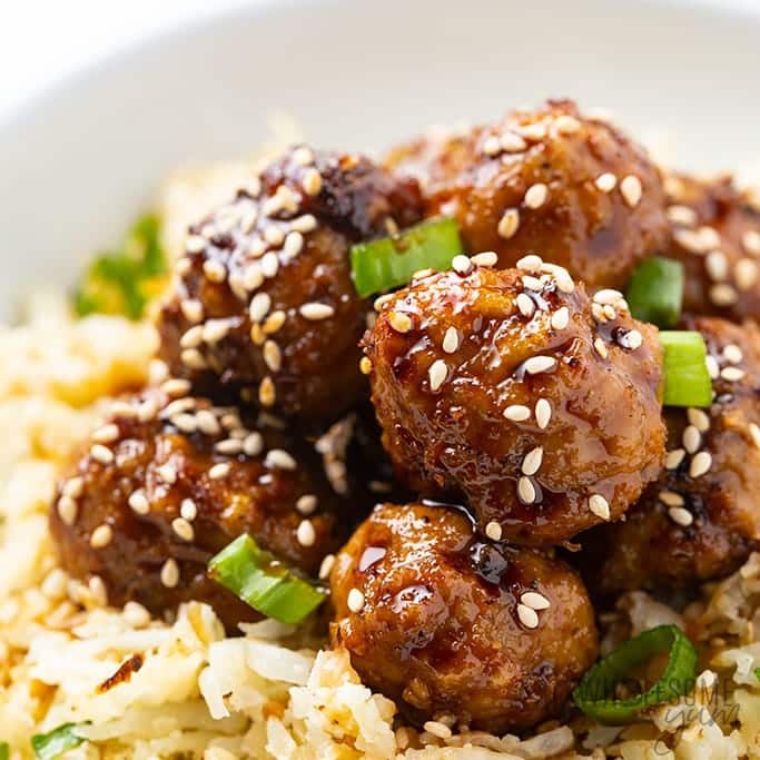 Keto Turkey meatballs over cauliflower rice