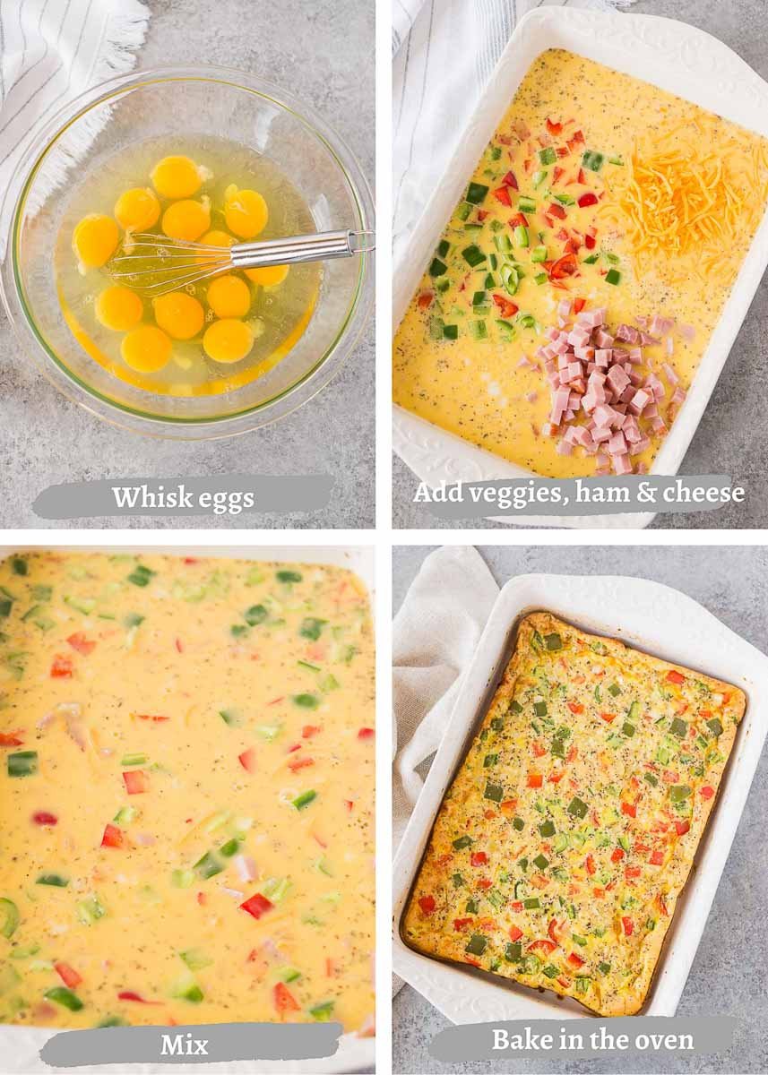 make ahead breakfast egg casserole - process steps