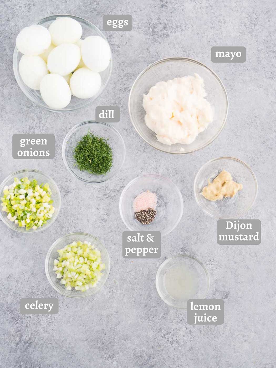 ingredients for egg salad sandwich
