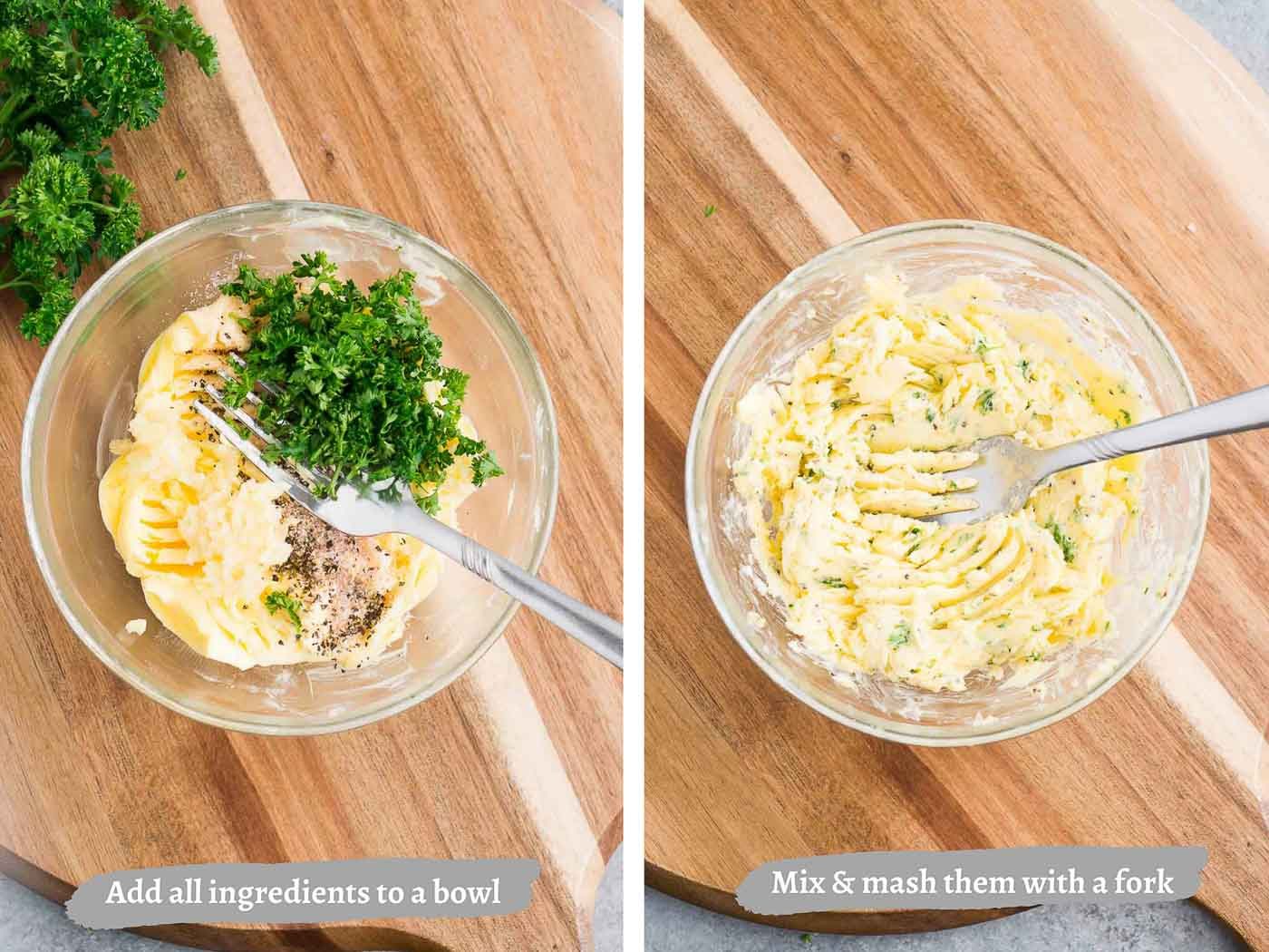 process images of making garlic butter