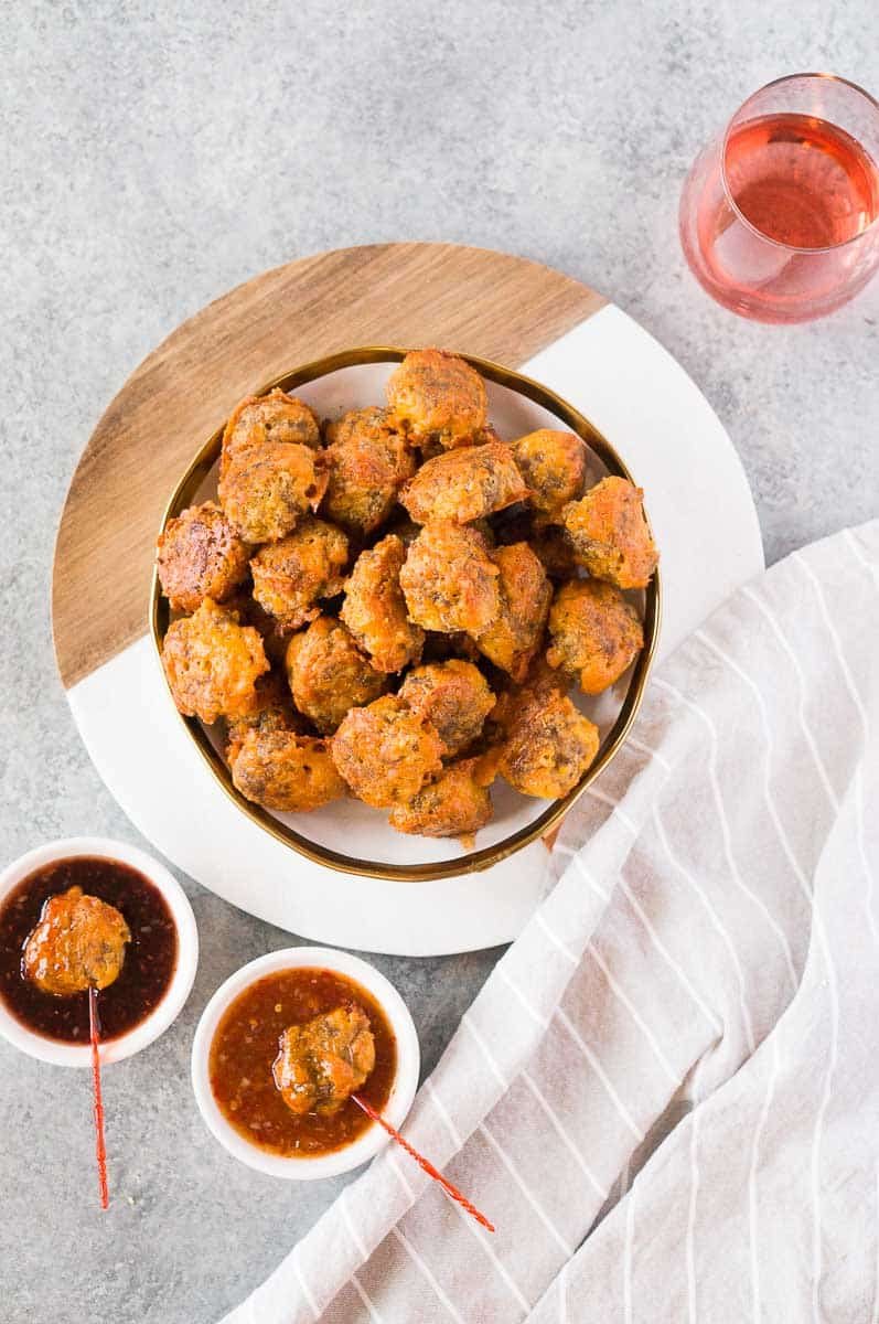 sausage ball recipe served with dip