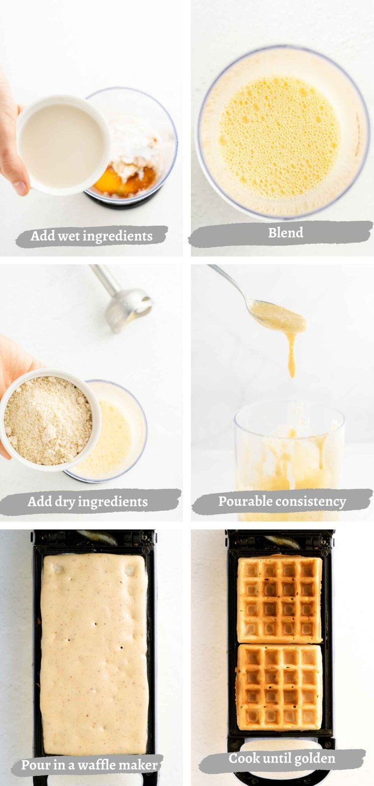 process shots of making the perfect gluten free waffles