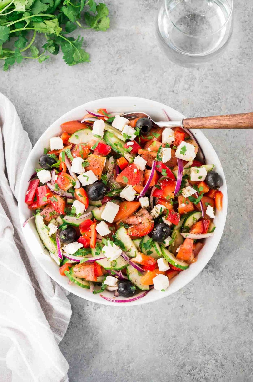 mediterranean greek salad photographed from top