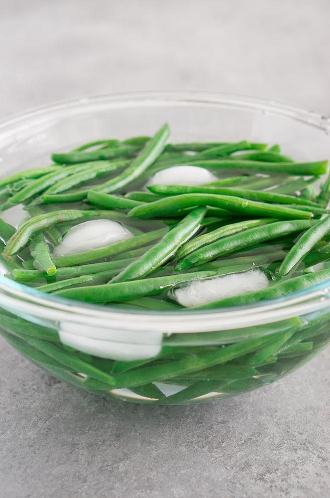 ice cold bath for green beans