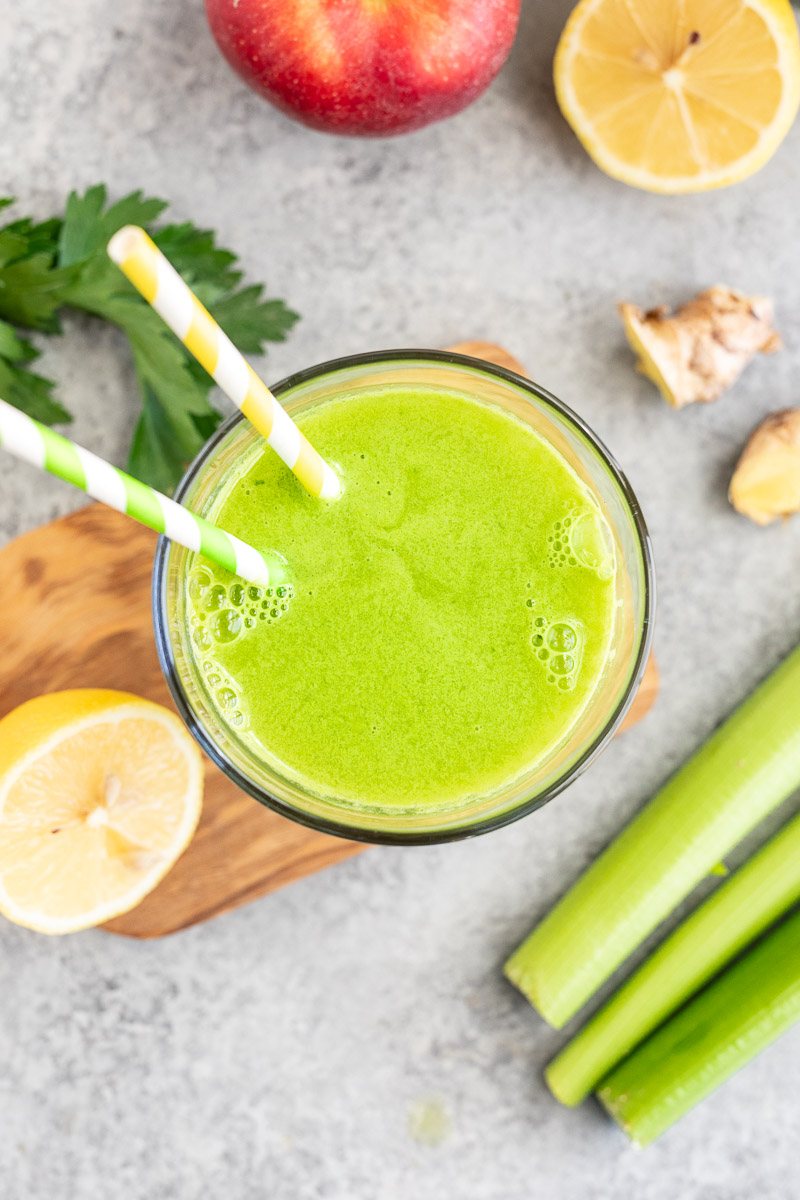 naturally sweet green juice in a glass cup