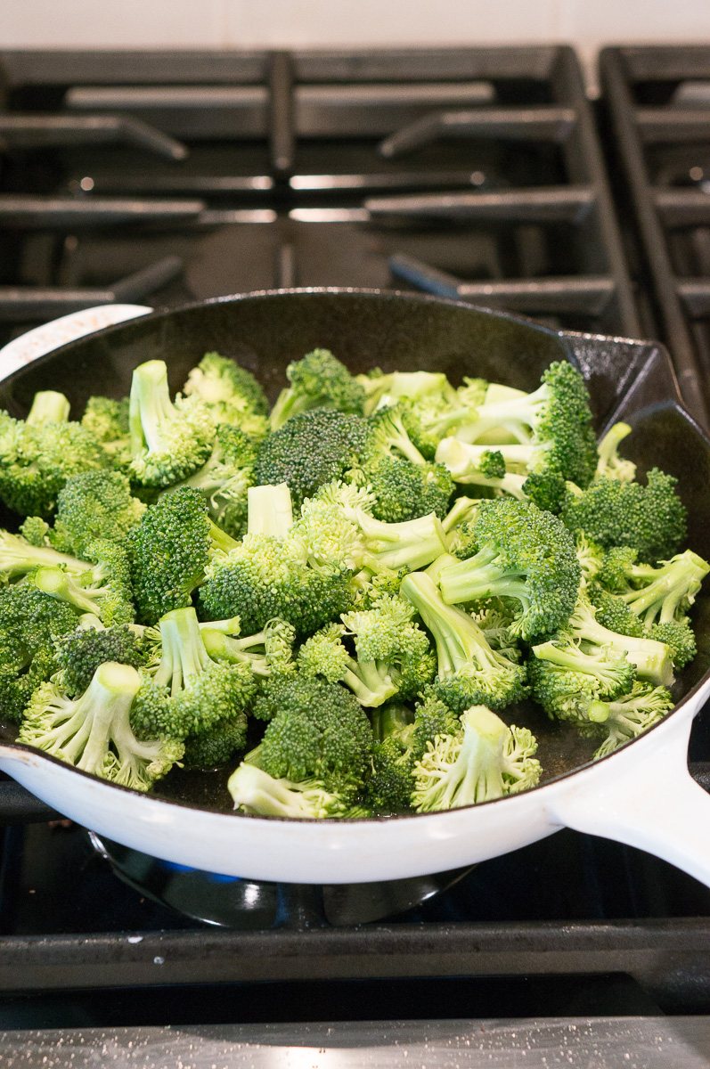 cooking broccoli on cooktop