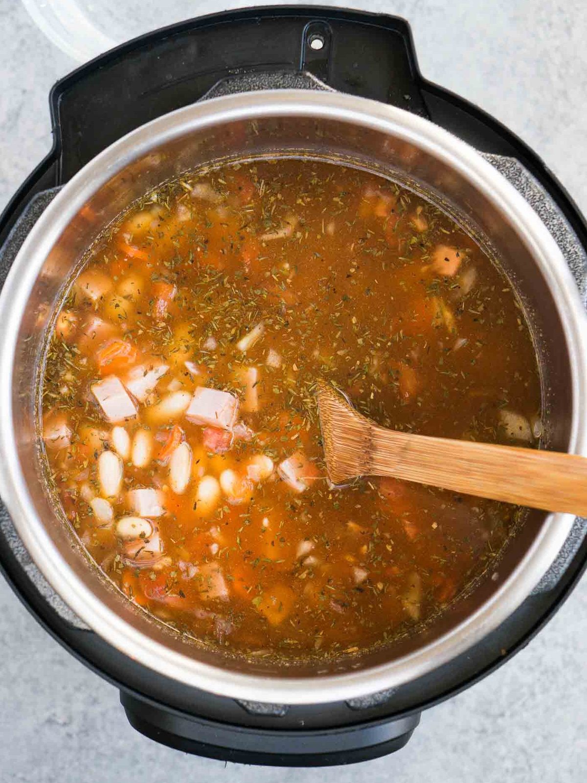 cooked ham and white bean soup in instant pot