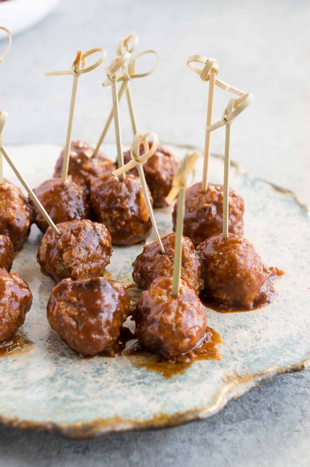 hawaiian meatballs appetizer on a plate