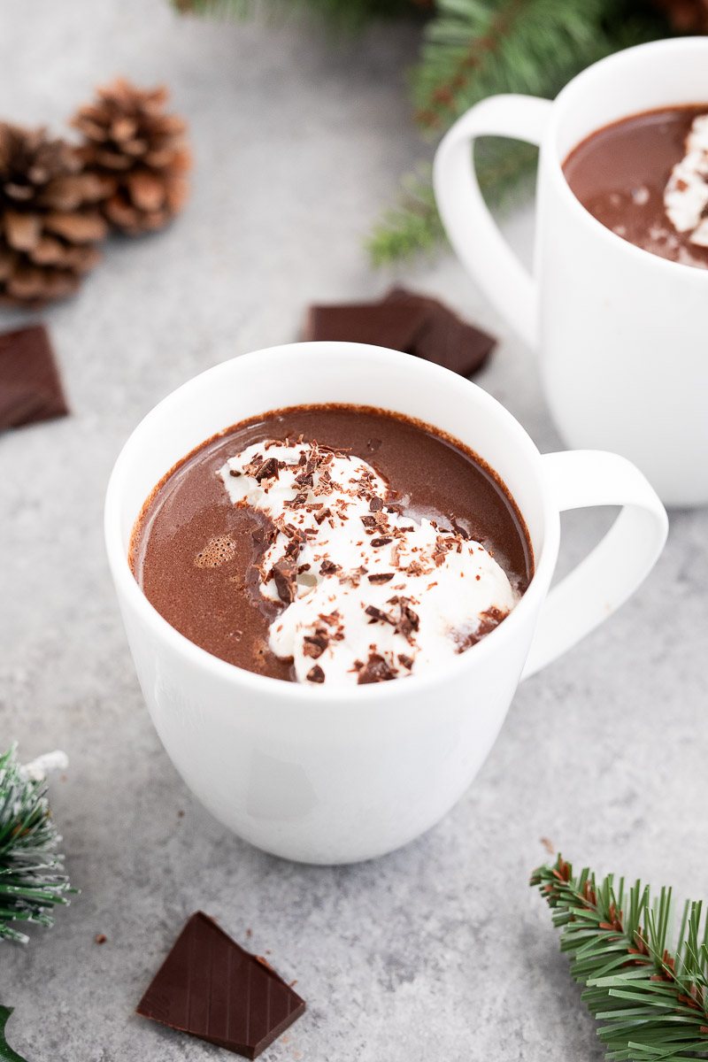 hot chocolate with honey in a mug