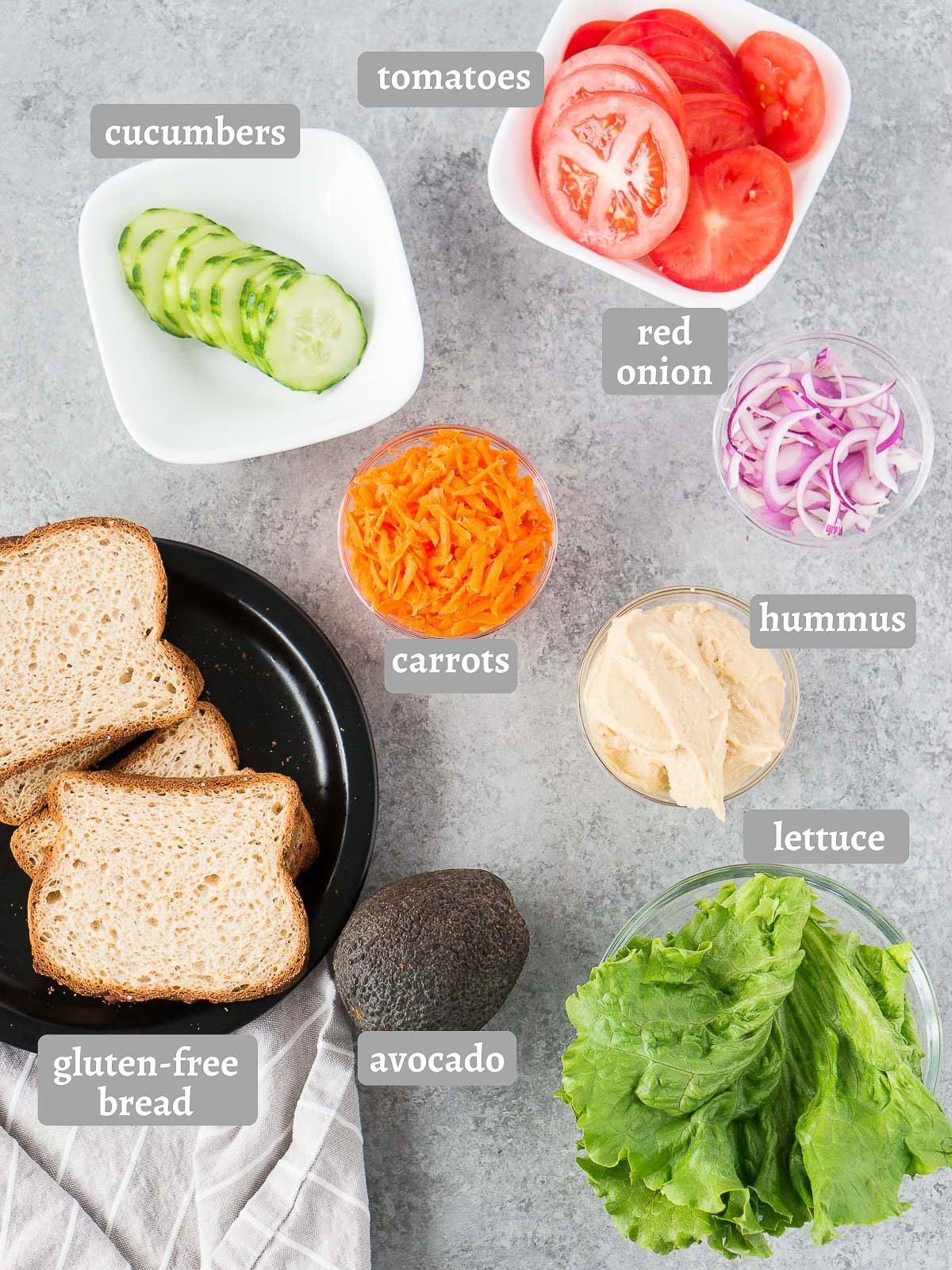 ingredients for veggie sandwich