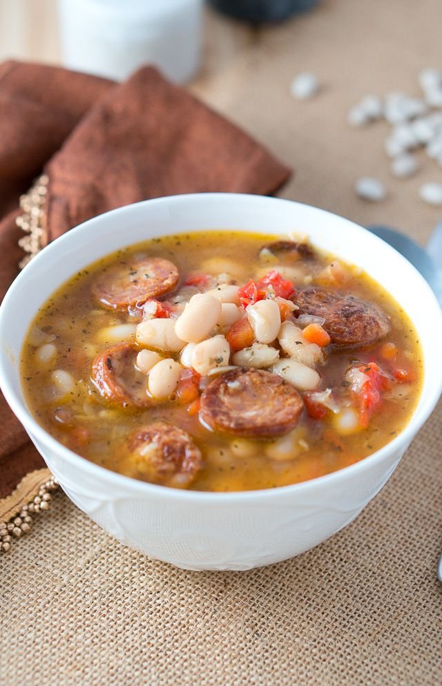 White Bean Soup served in a white bowl
