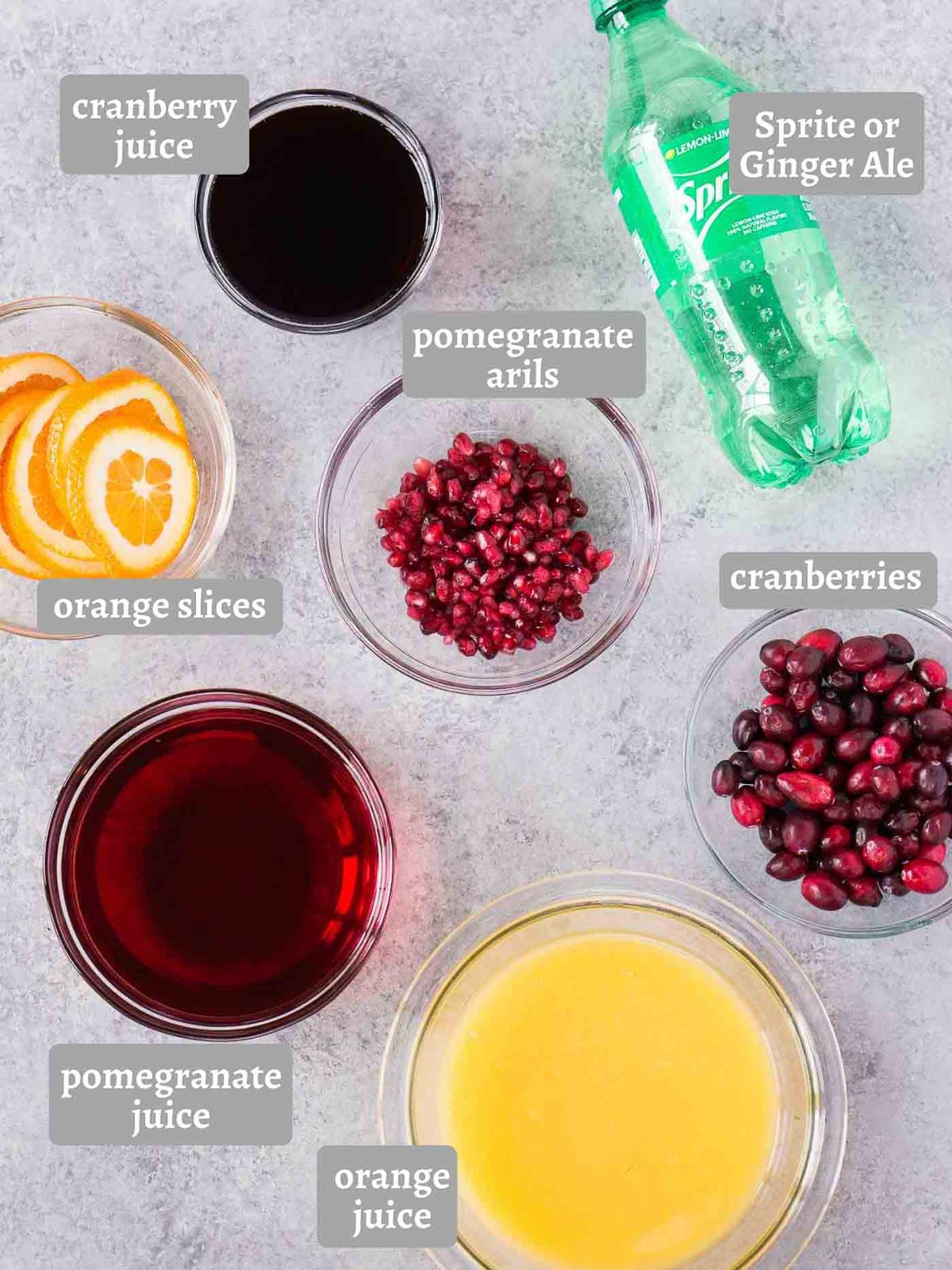 ingredients for making holiday punch