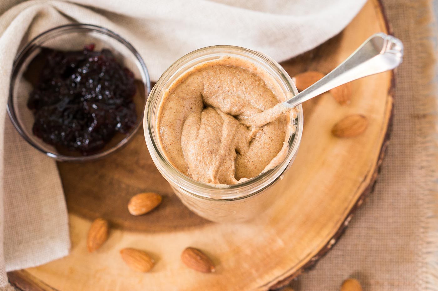 homemade almond butter in a jar