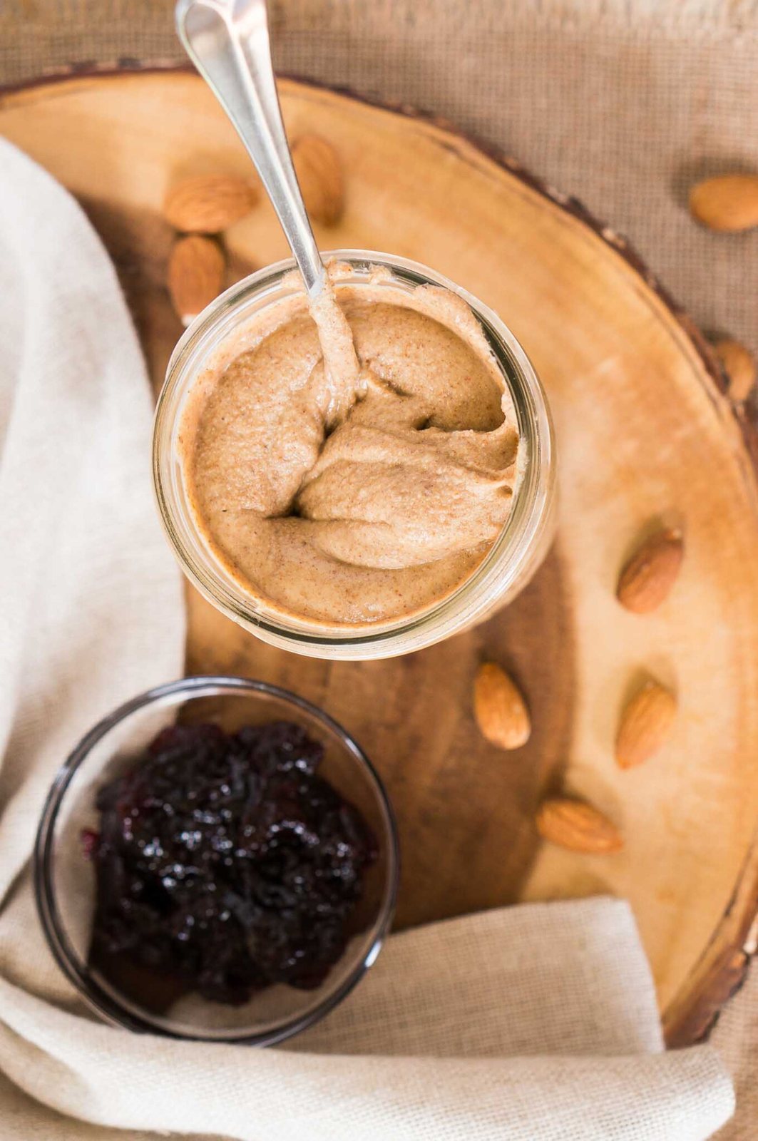 homemade almond butter in a jar
