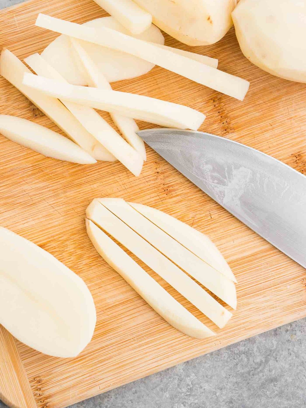 potato slices cut in strips for fries