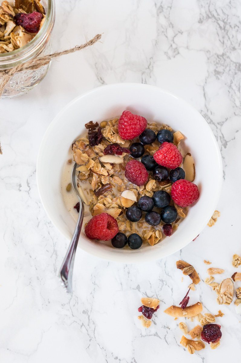 granola served over yogurt