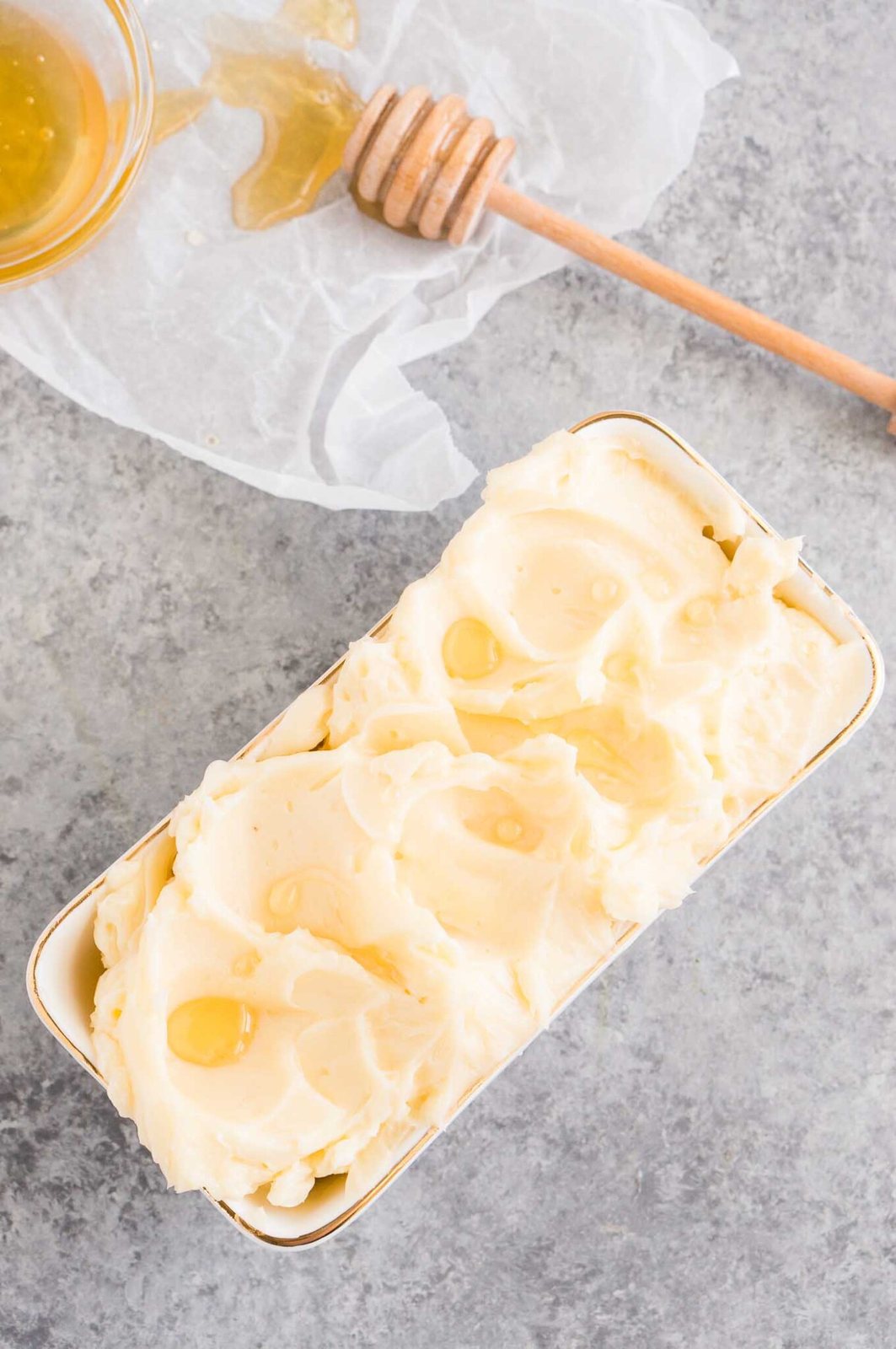 honey butter in a ceramic bowl
