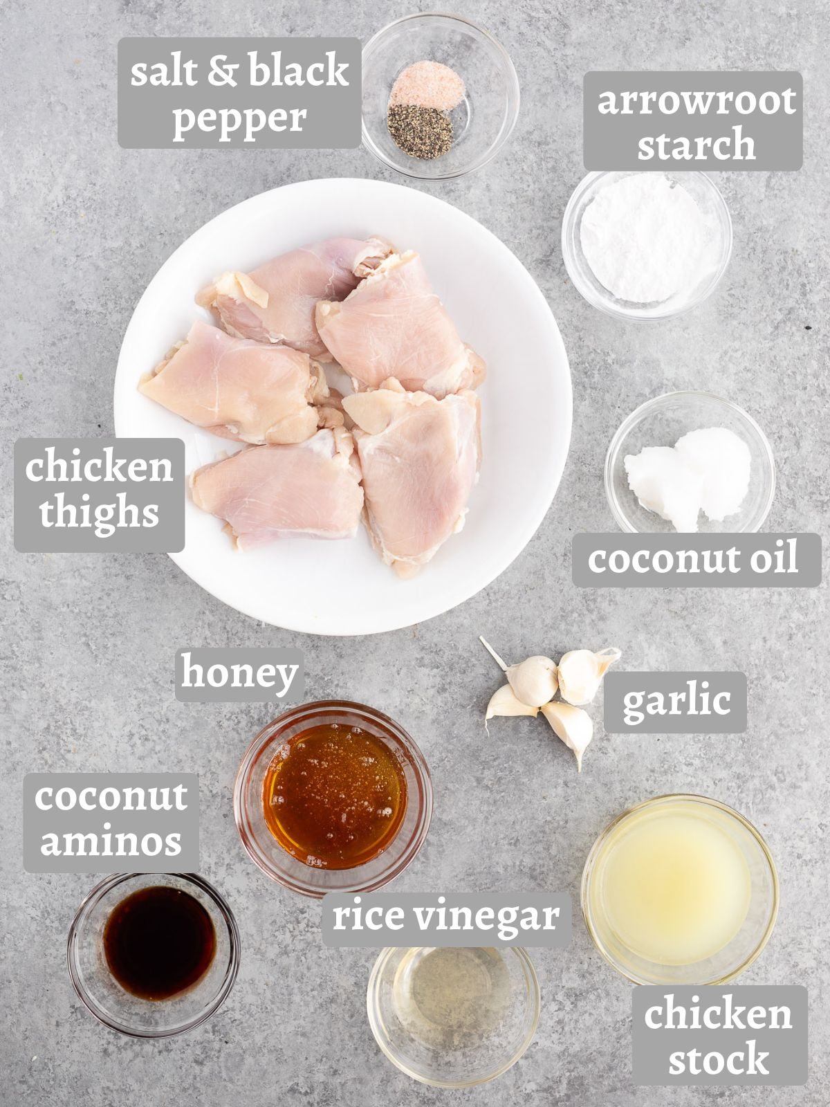 ingredients for honey garlic chicken