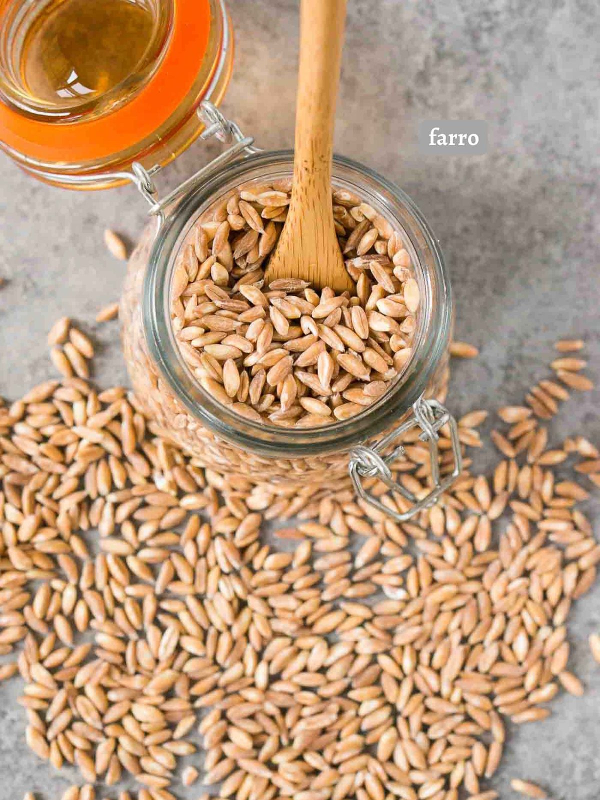 dry farro in a jar
