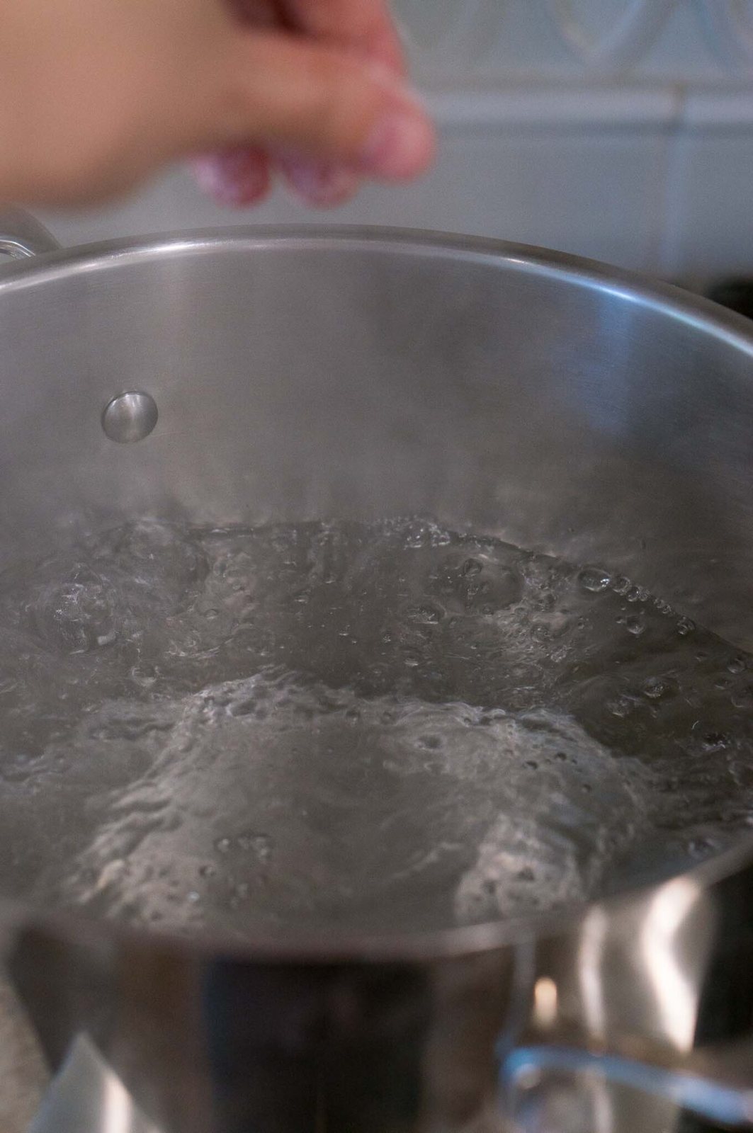 cooking water in a pot