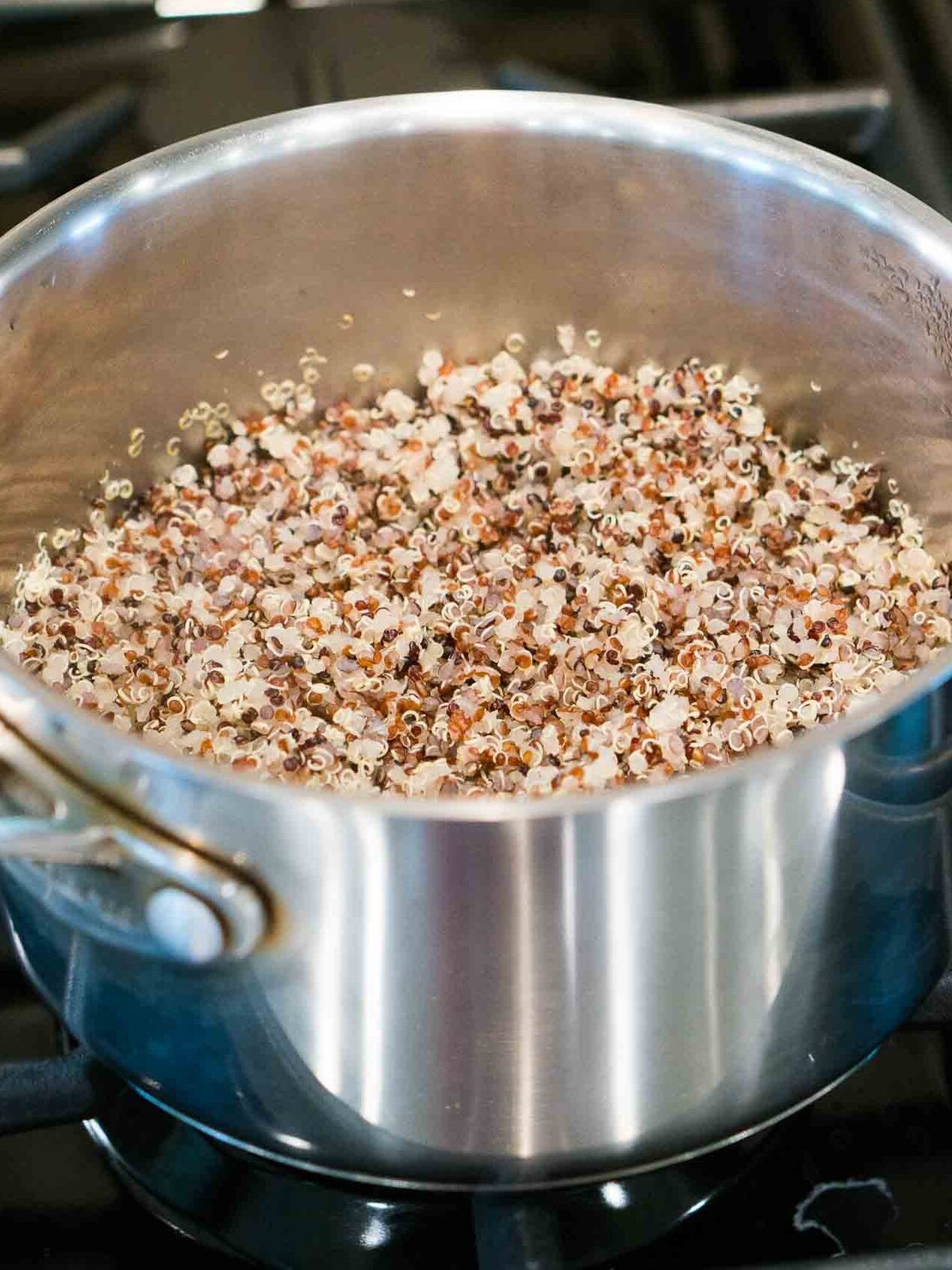 cooked quinoa in a pot