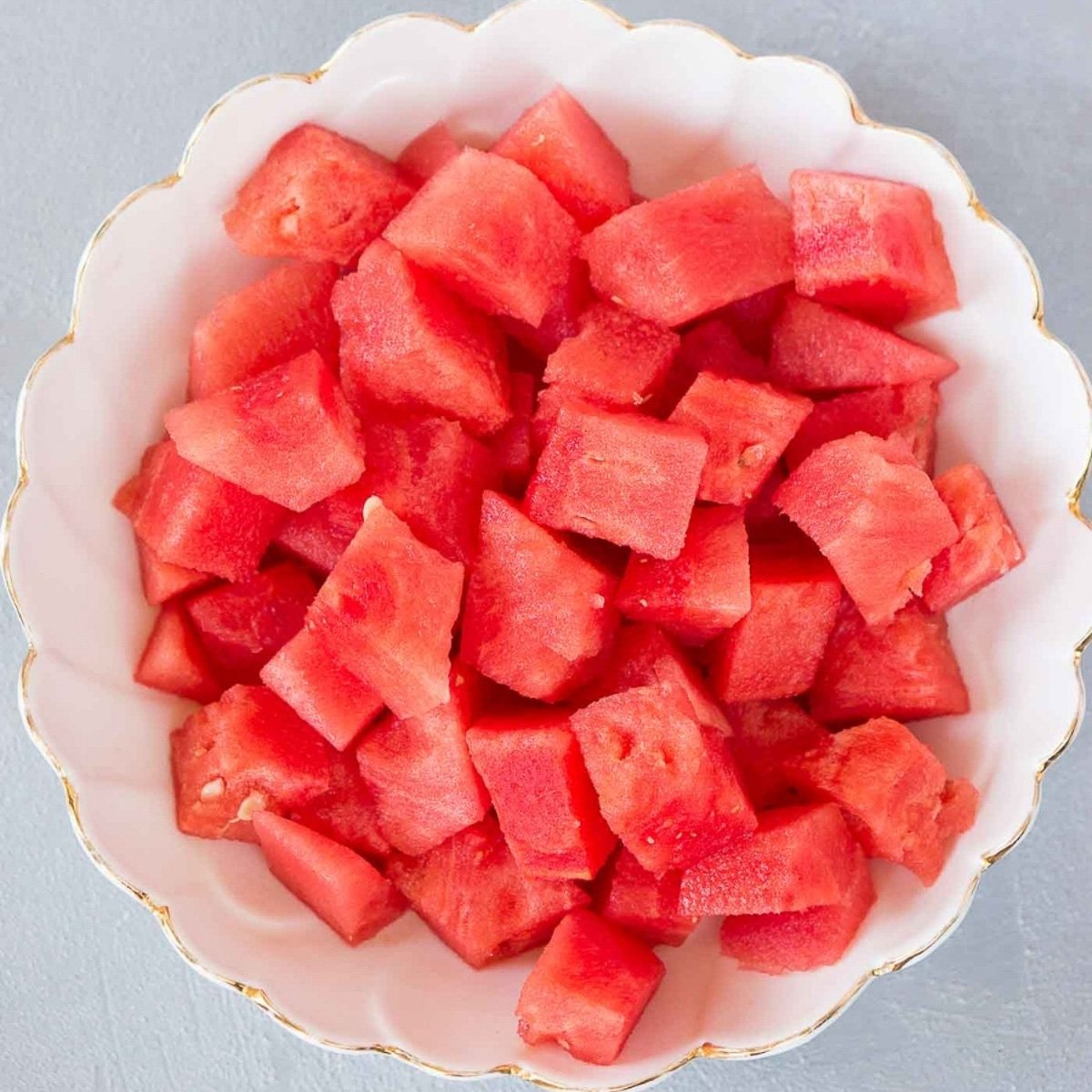 watermelon cubes in a bowl