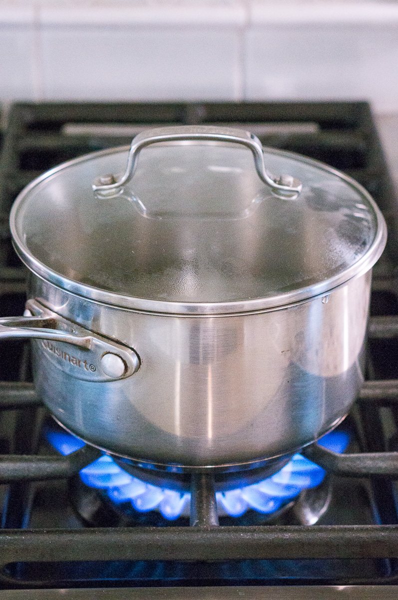 boiling water on the stove