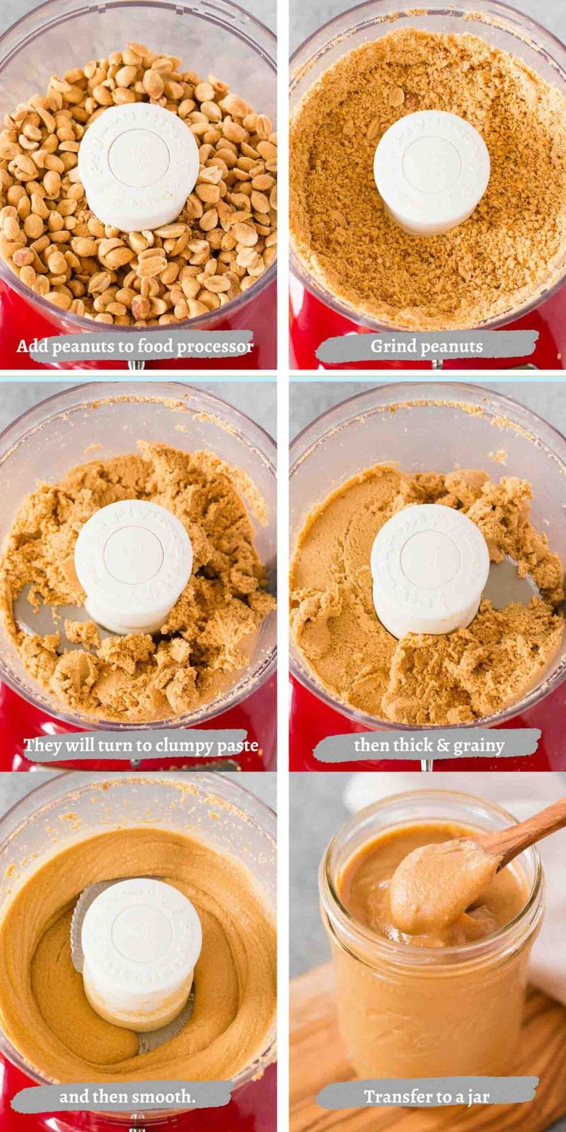 process shots of making peanut butter