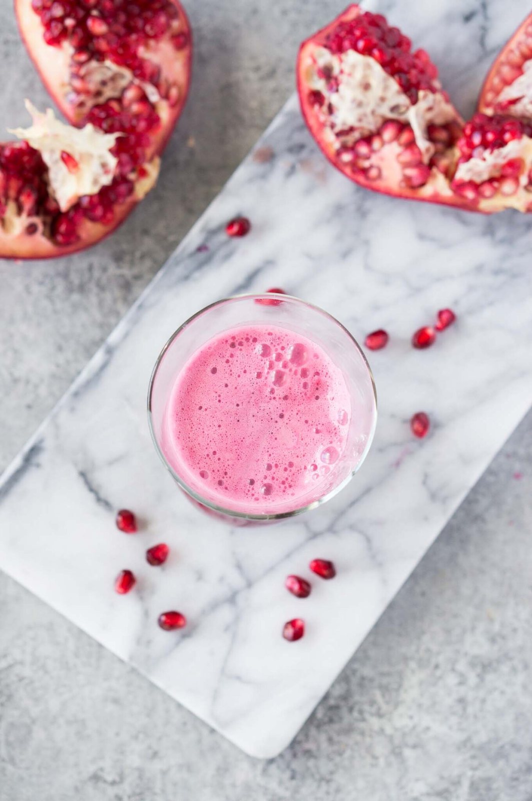 image from top of pomegranate juice in glass