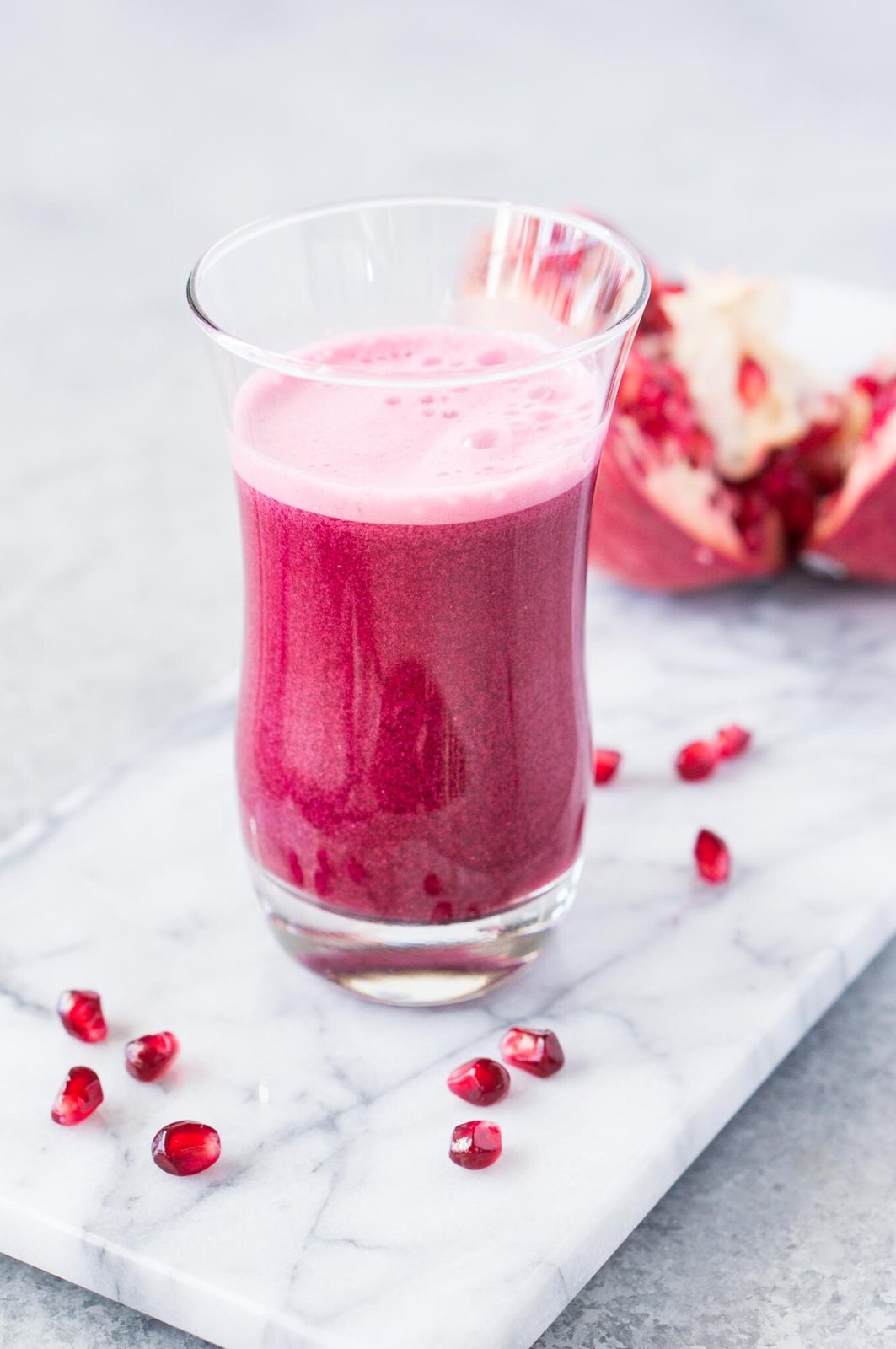 homemade pomegranate juice in a glass