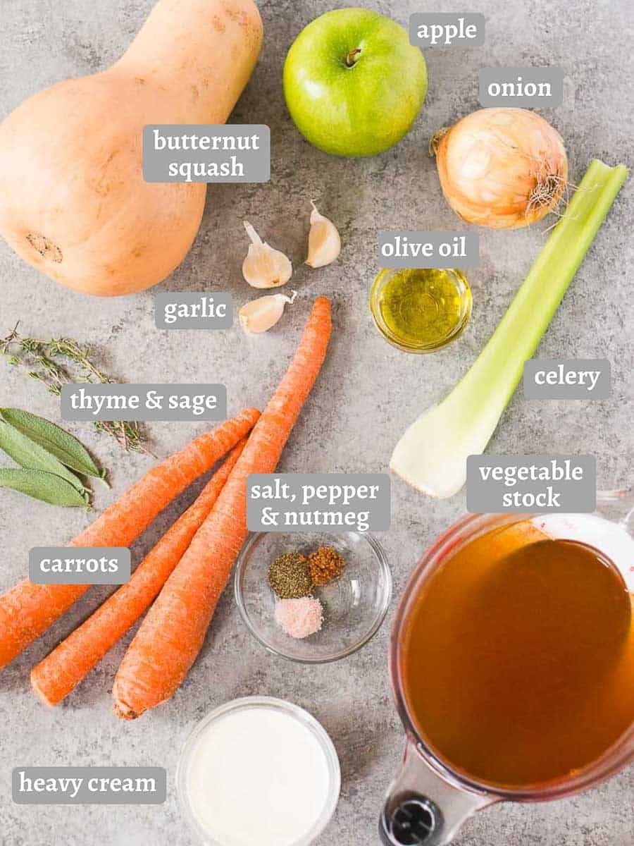 ingredients for butternut squash soup