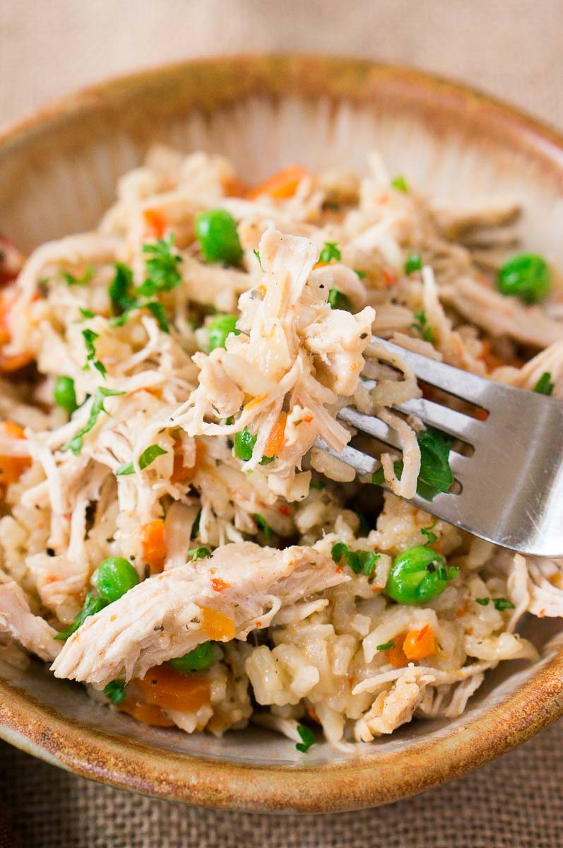 eating rice and chicken made in the instant pot