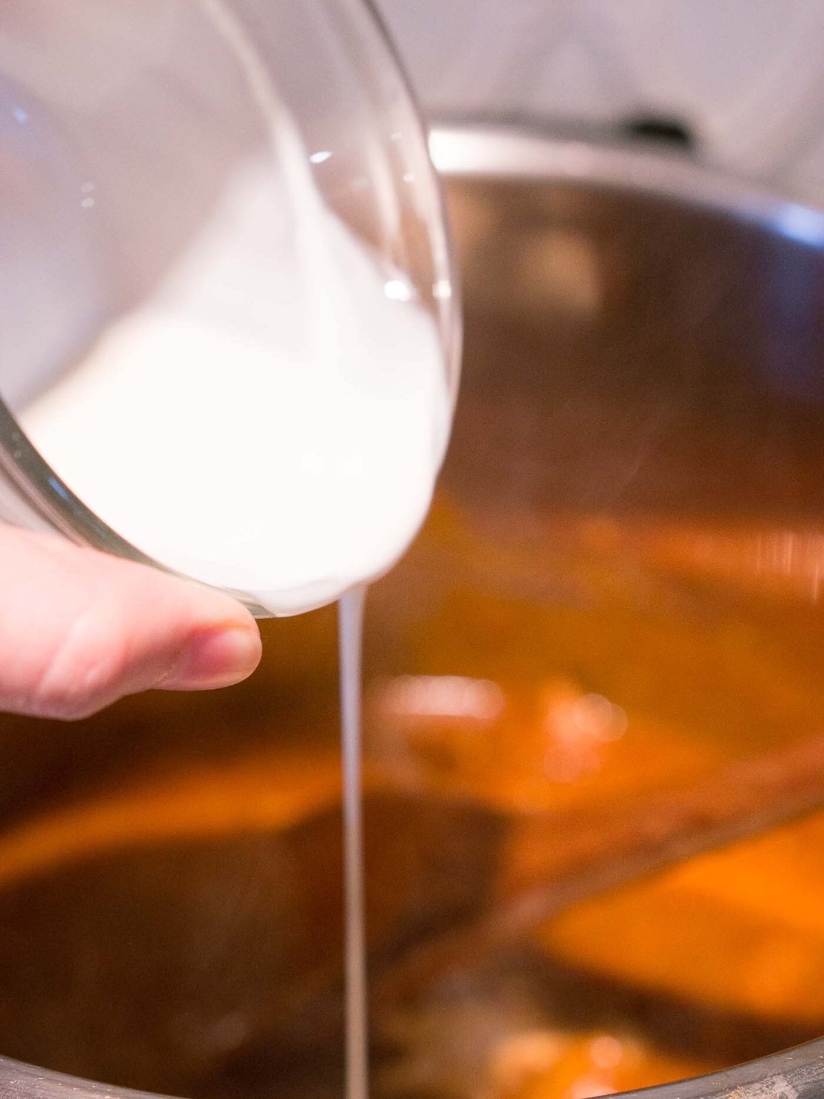 adding heavy cream to chicken tikka masala