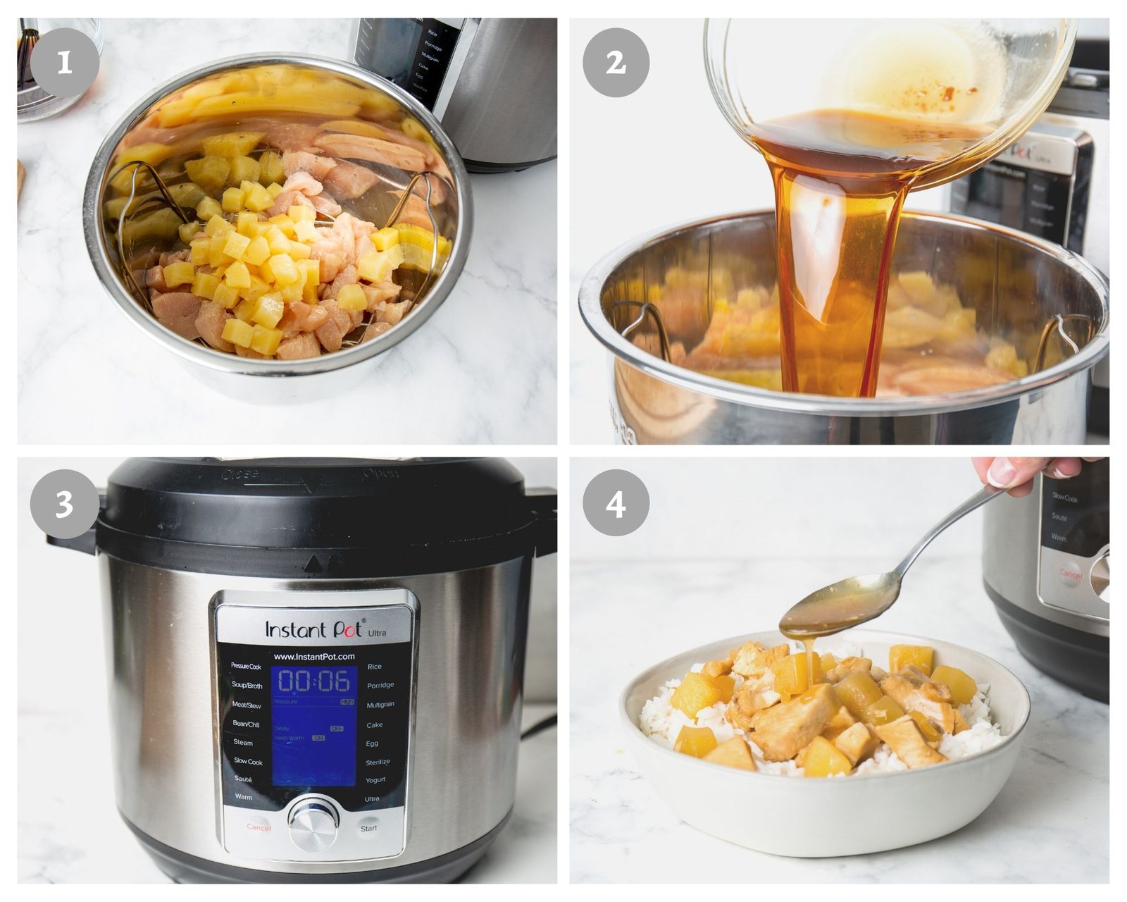 instant pot hawaiian chicken - process shots