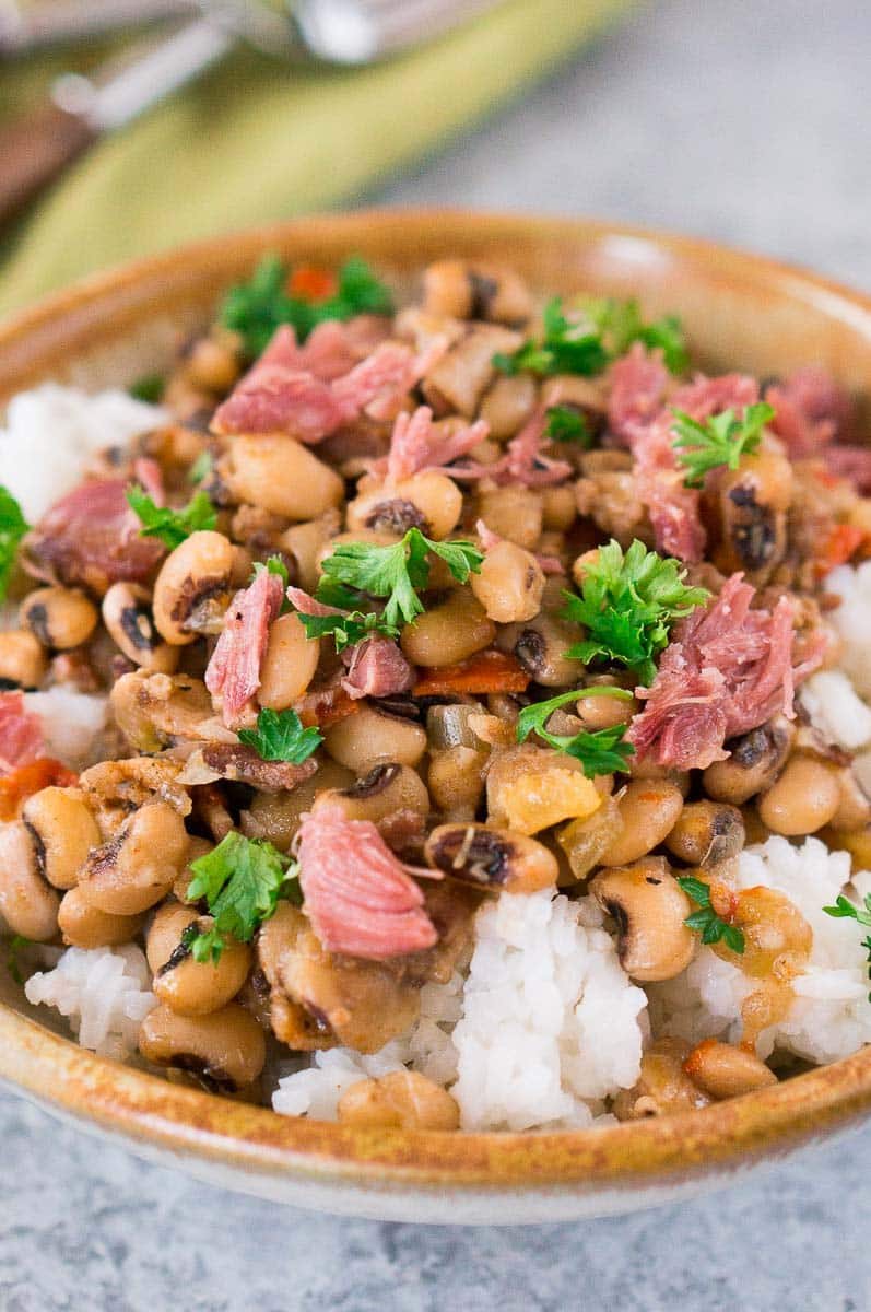 southern black eyed peas and ham over rice (made in the instant pot)