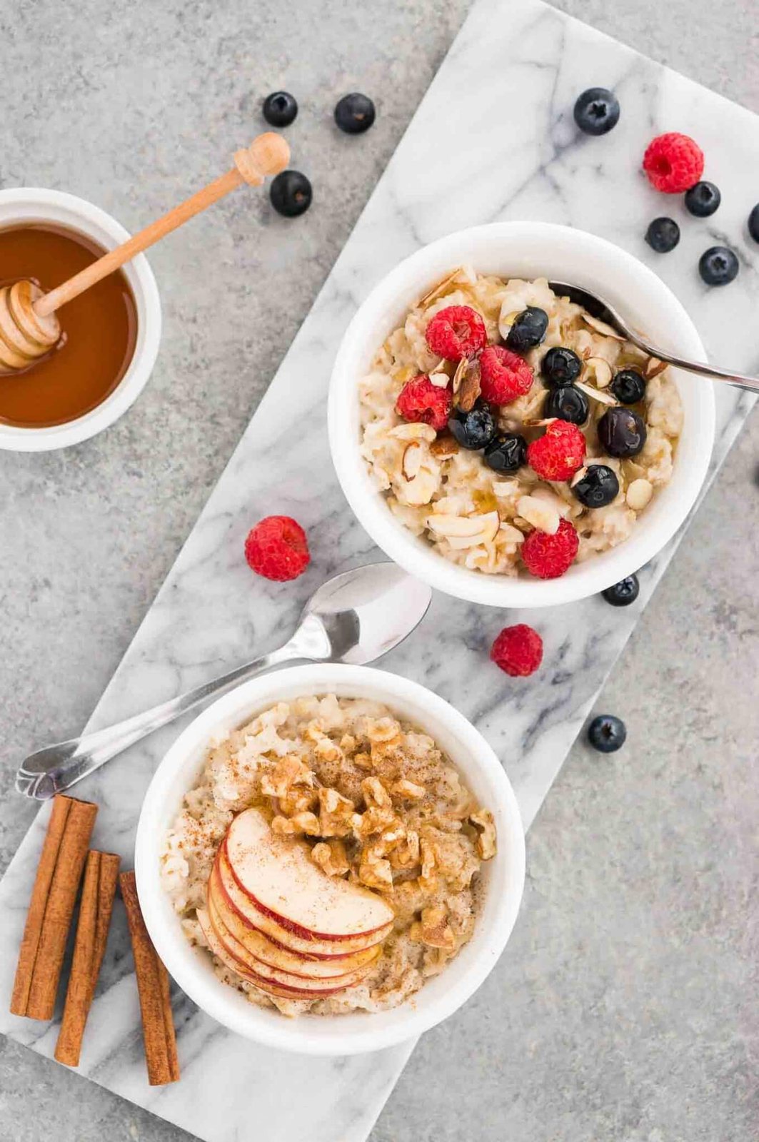 oatmeal with different toppings in a bowl