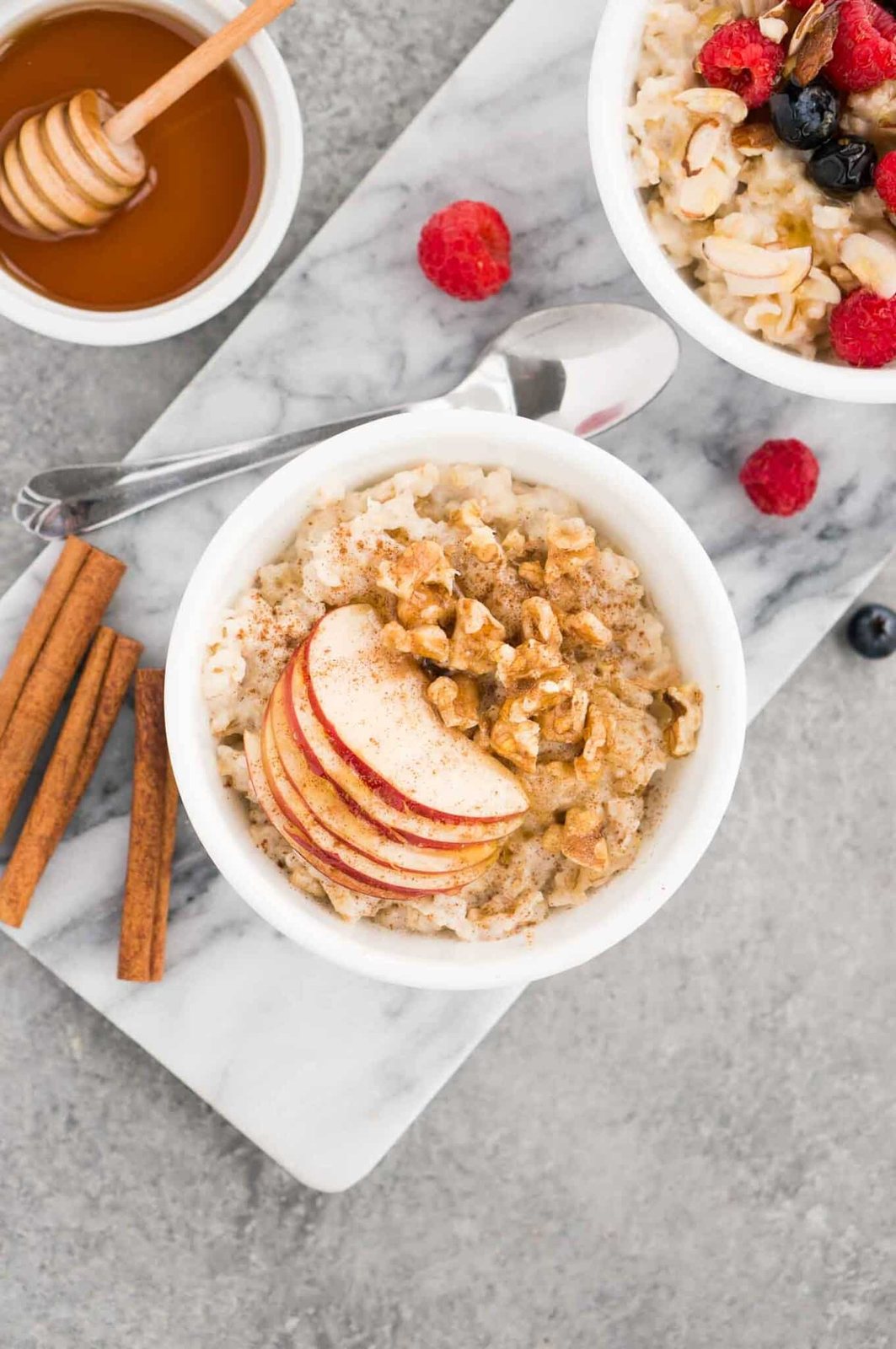 apple cinnamon oatmeal in a bowl