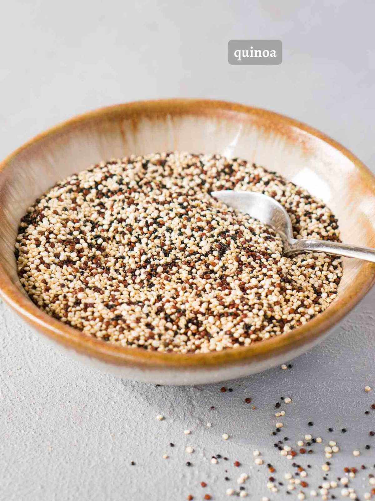 dry quinoa in a bowl