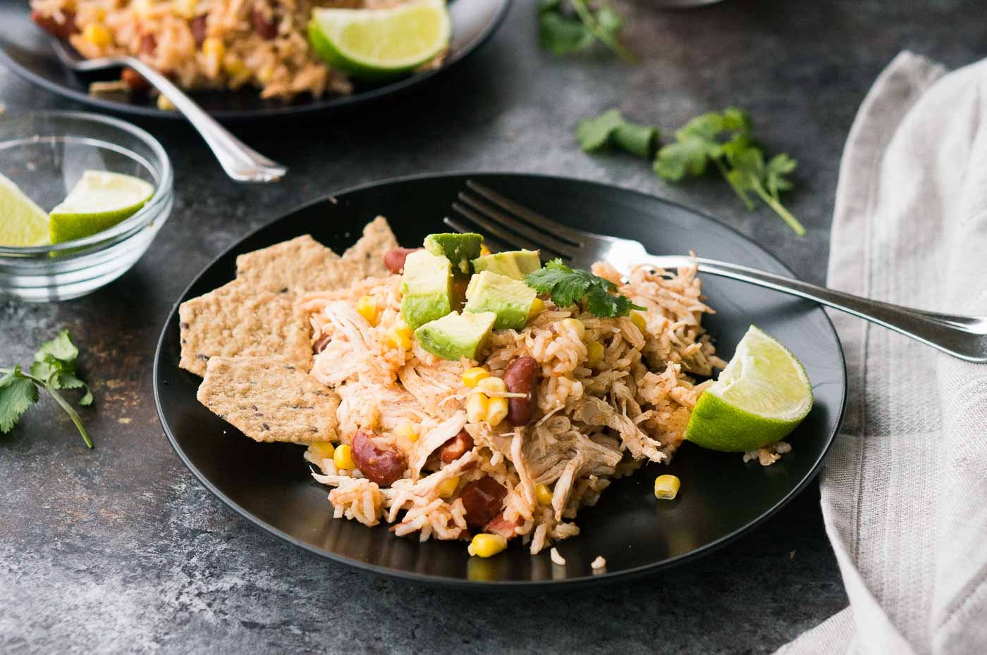 Southwestern Chicken and Rice on a plate