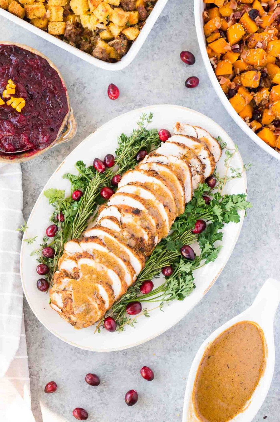 thanksgiving sides served with turkey breast