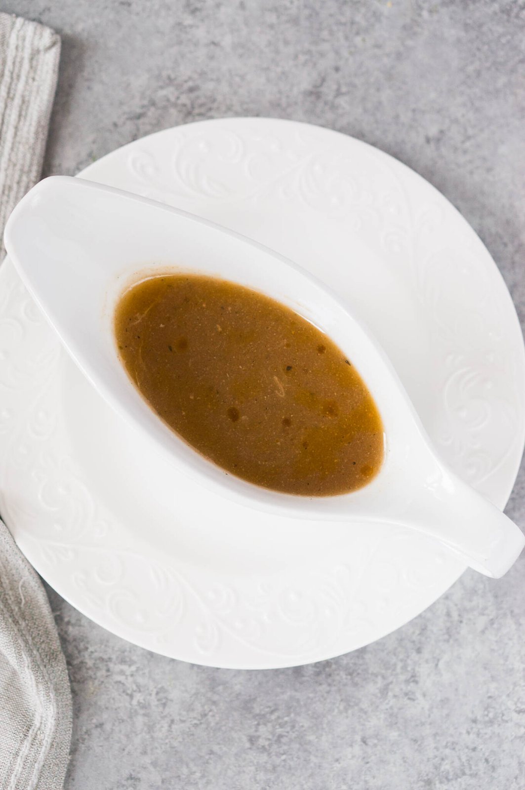 chicken gravy in a gravy boat