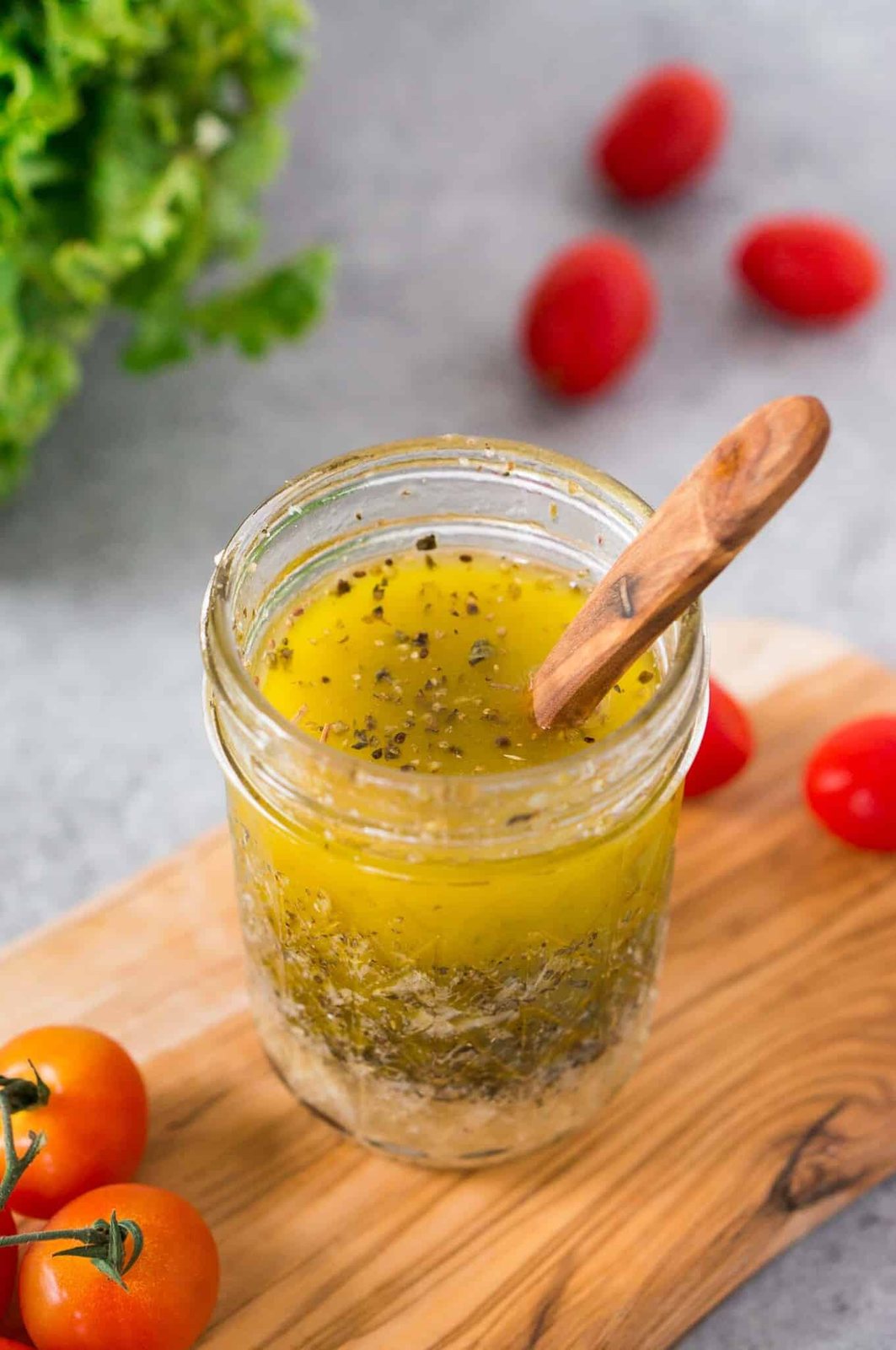 homemade dressing Italian style in a jar