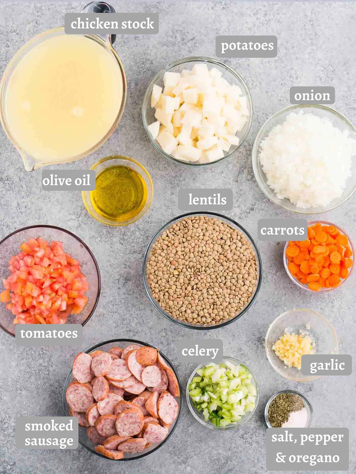 ingredients for lentil soup