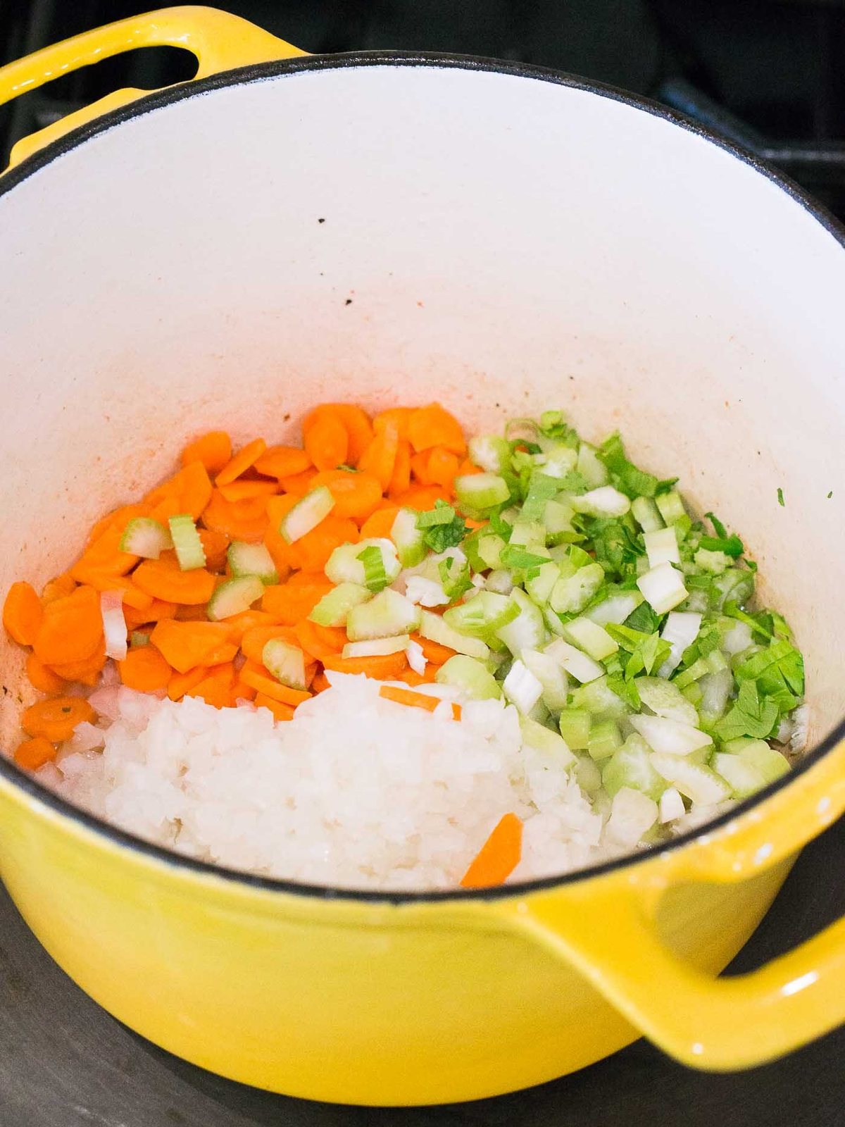 sauteing onion, celery and carrots