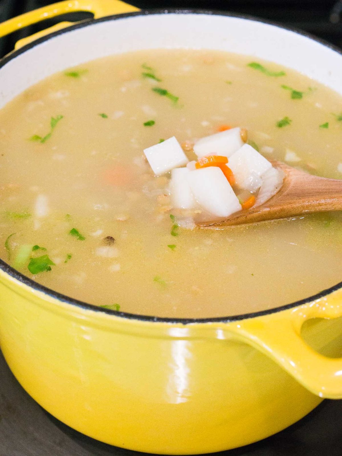 cooking lentil soup