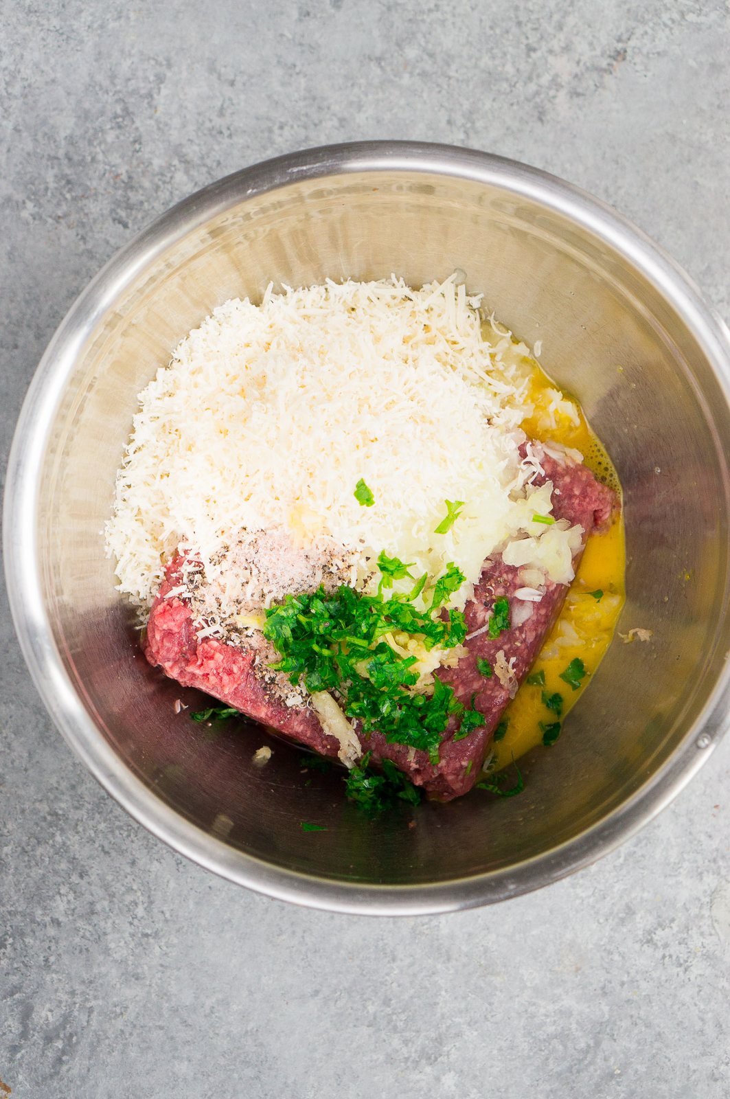 meatball ingredients in a bowl