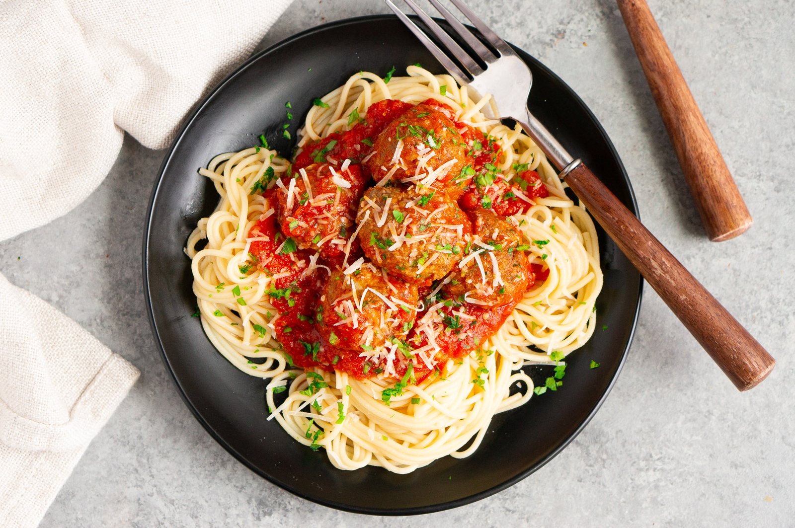 classic italian meatballs served over spaghetti
