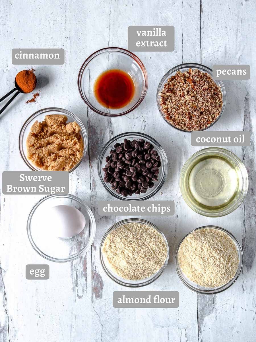 ingredients for keto chocolate pecan cookies