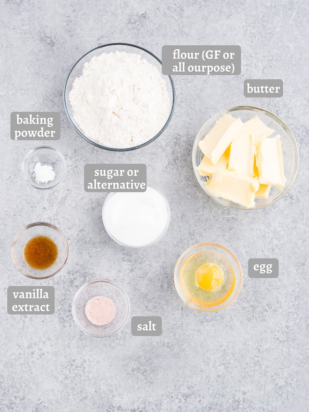 ingredients for shortbread crust