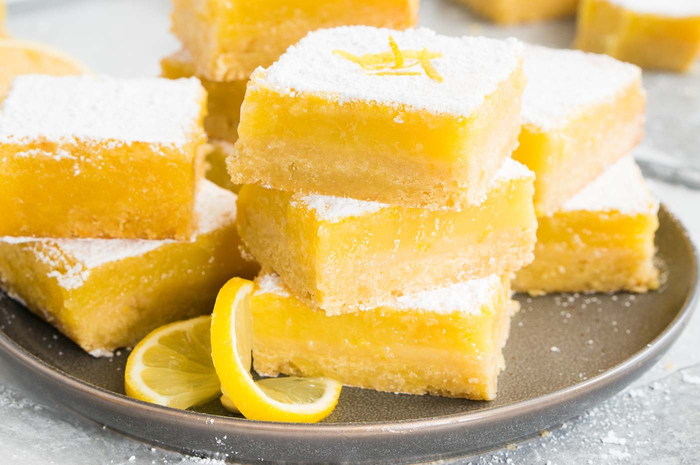 lemon squares on a plate